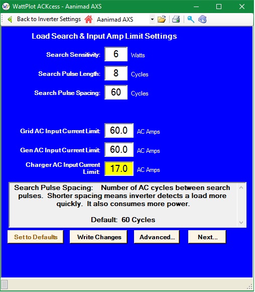 Some Inverter Settings